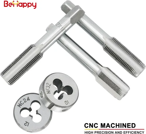 Miniatura 4 de BeHappy Juego de machos y terrajas de 40 piezas, tamaño métrico estándar M3 a M12, juego de herramientas de roscado para cortar roscas externas e