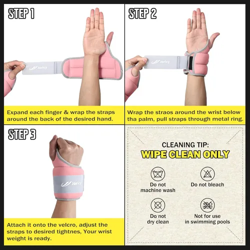 Miniatura 7 de Pesas de muñeca con trabillas para el pulgar para mujeres y hombres, 1 par de 2, 3, 4, 5, 6 libras, pesas de brazo y tobillo, guantes