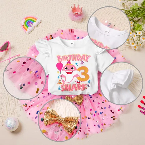 Miniatura 6 de Abbence Conjunto de faldas de cumpleaños de tiburón para bebé niña
