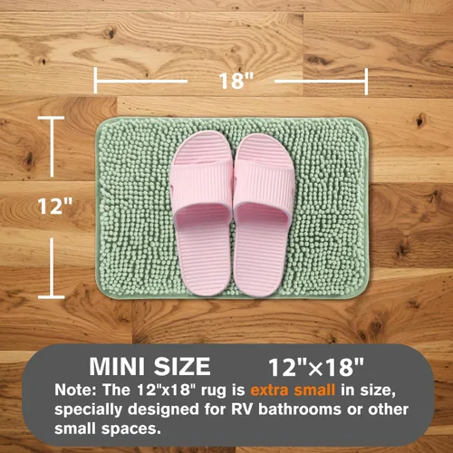 Miniatura 314 de Alfombra de baño pequeña de 12 x 18 pulgadas, lavable y absorbente, antideslizante, alfombra de baño de felpilla gruesa y suave para baño, ducha