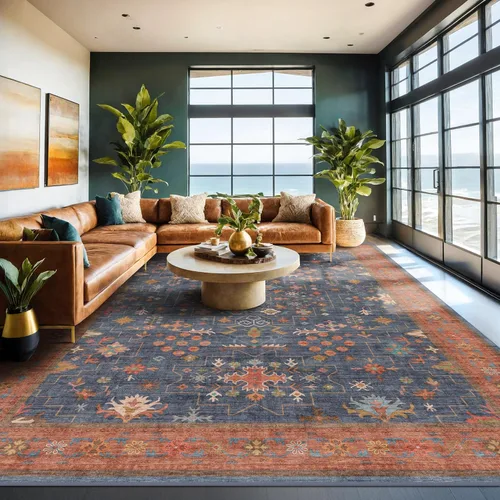 Miniatura 79 de Alfombra Boho Negra para Sala de Estar - Alfombra de Área Lavable de 10x14 Pies, Alfombras de Comedor para Debajo de la Mesa, Alfombra Suave de Pelo