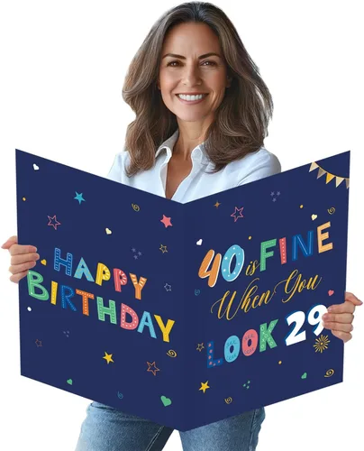 Miniatura 20 de Idealmuzik Tarjeta Jumbo de Feliz 10º Aniversario – Tarjeta de Felicitación de Congratulaciones Grande Plegada de 14x22 Pulgadas con Sobre, Tarjeta
