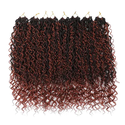 Miniatura 31 de 6 paquetes de cabello sintético rizado de Locs Crochet de 22 pulgadas, cabello de ganchillo estilo diosa, trenzas hippie sintéticas, extensiones