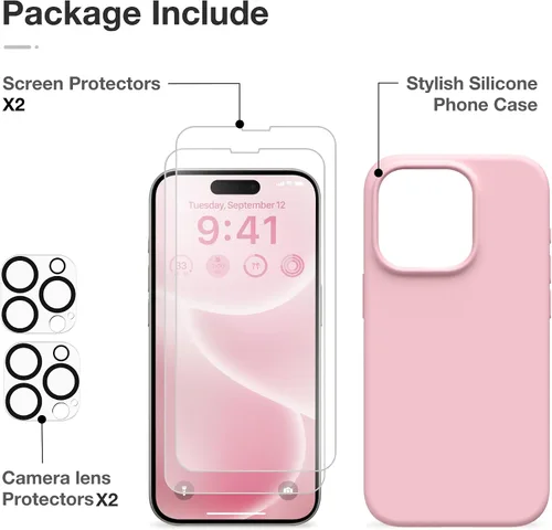 Miniatura 501 de GONEZ Funda de silicona para iPhone 15 Pro Max, compatible con Magsafe, protector de cámara + protector de pantalla, forro de microfibra suave