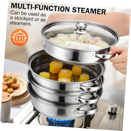 Miniatura 7 de Tofficu Multifuncional 4-capa Pot Vapor Hervir Olla Asiática para Stock Home Kitchen Accesorio