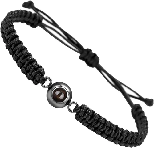 Miniatura 6 de Pulseras, elegante pulsera para parejas con 100 idiomas "I Loves You" Proyección en cristales mate piedra portátil para aniversarios