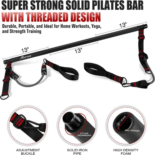 Miniatura 2 de Kit de barra de pilates HPYGN con bandas de resistencia, equipo de entrenamiento de pilates multifuncional de alta resistencia para entrenamiento