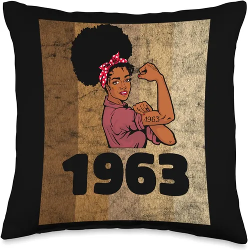 Black Pride Melanin Queen African American Gifts Vintage 1963 edición limitada 60 cumpleaños afro para niñas y mujeres, 16 x 16 pulgadas, multicolor