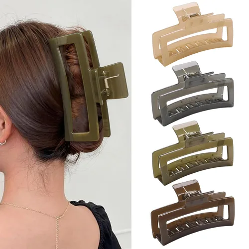 Miniatura 18 de ZYTJ Pinzas de garra negras extra grandes de 5 pulgadas para cabello grueso y largo, paquete de 4 clips de garra extra grandes, pinzas rectangulares