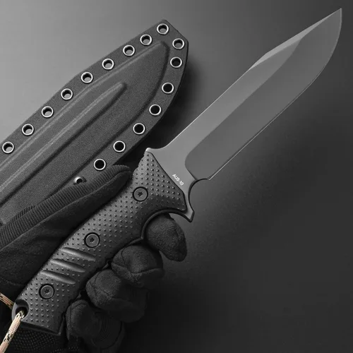 Miniatura 6 de Gtkii GTK2 cuchillo de hoja fija de acero AUS-10 con mango de nylon y fibra de vidrio de espiga completa, cuchillos de herramienta EDC para camping
