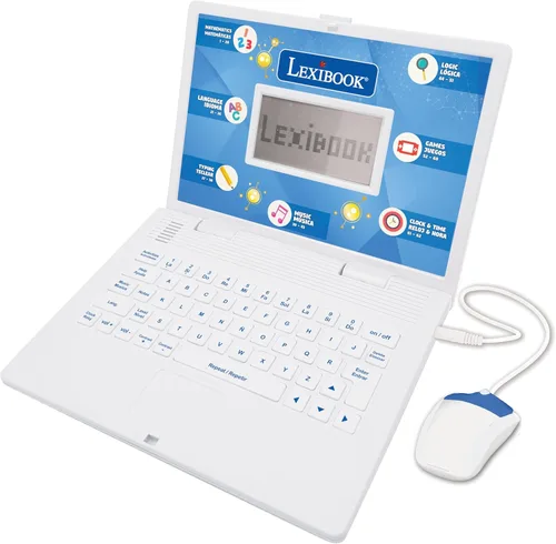 Lexibook - Ordenador portátil educativo y bilingüe español/inglés - Juguetes para niños con 124 actividades para aprender matemáticas,