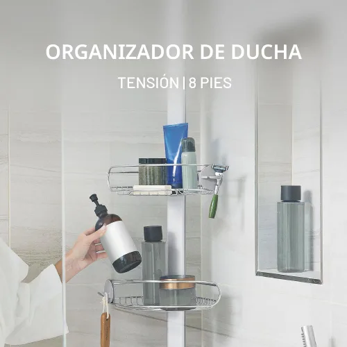 Miniatura 2 de simplehuman Carrito de ducha de poste de tensión de 8', acero inoxidable y aluminio anodizado