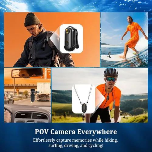 Miniatura 8 de Cámara de acción 4K (64 GB), cámara POV mejorada para 2026, WiFi, cámara a presión para el pulgar con funda impermeable, cámara deportiva portátil