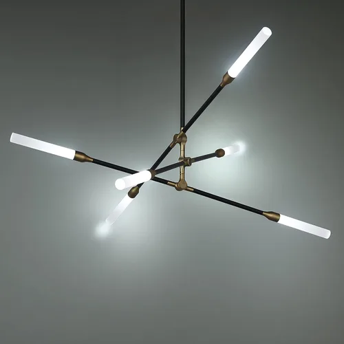 Miniatura 5 de WAC Lighting dweLED, Houdini 6 luces LED colgante 3000K en negro y latón envejecido