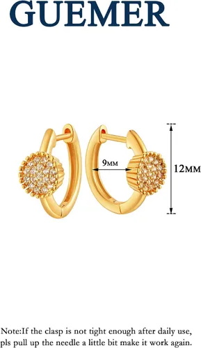 Miniatura 2 de Aretes de aro Huggie chapados en oro de 14 quilates, delicados y gruesos, con incrustaciones de zriconia cúbica, para dormir, pequeño, delicado