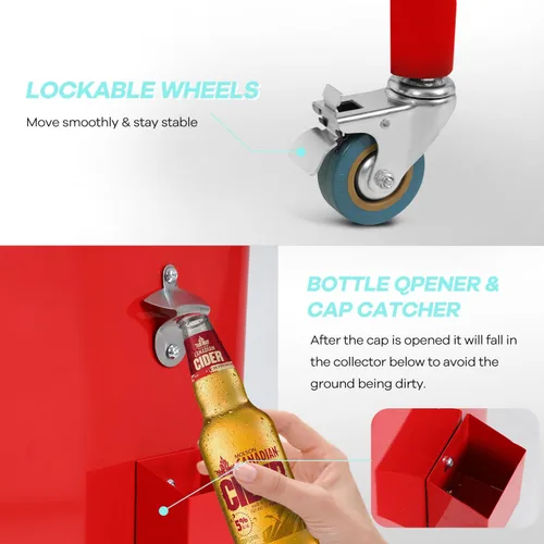 Miniatura 3 de Baúl de hielo de 80 cuartos de galón, enfriador de bebidas portátil con abridor de botellas, cuenca de atrapo, baúl de hielo rodante para patio