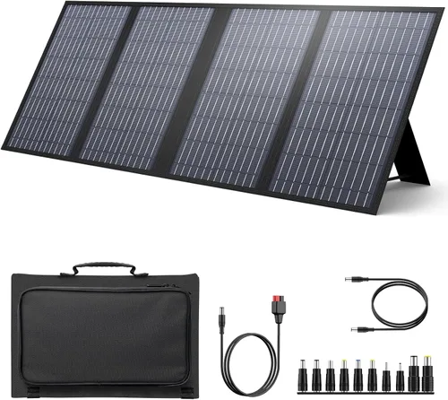Panel solar portátil, cargador de panel solar plegable de 60 W para generador portátil, estación de energía eléctrica, viene con soportes