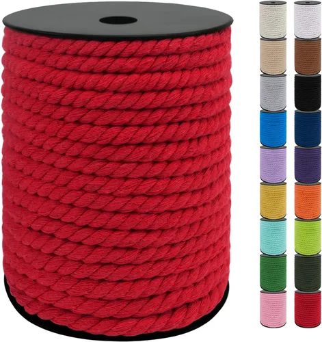JeogYong Cordón de macramé de 8mm, cuerda de lana de macramé de algodón natural de 131 pies, cordón de algodón trenzado de 3 hebras, hilo de macramé