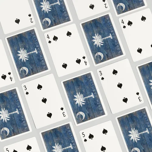 Miniatura 4 de Lantern Press Carolina del Sur, bandera rústica del estado (52 cartas de juego, baraja de cartas de tamaño póquer con comodines)