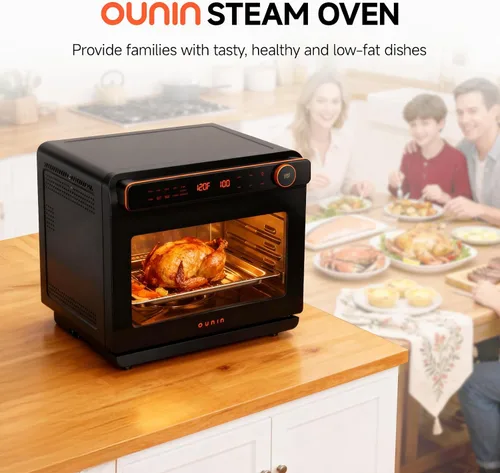 Miniatura 8 de OUNIN Horno de encimera combinado de freidora de vapor y aire de 24 litros, horno de convección 11 en 1 para hornear y vapor, hornear, asar