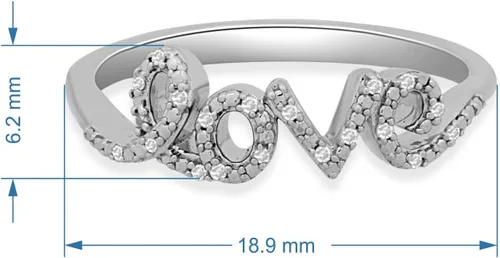 Miniatura 2 de Jewelili Anillo de plata de ley con diamantes redondos y blancos naturales