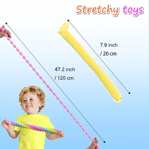Miniatura 4 de 18 piezas de juguetes de cuerda elástica, juguete sensorial de alpaca, fideos para apretar para niños, niñas, adultos, regalos de fiesta