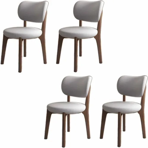 Miniatura 36 de Juego de 2 sillas de comedor tapizadas de cuero suave, sillas de comedor de madera maciza, con asiento acolchado y patas de madera para cocina, sala