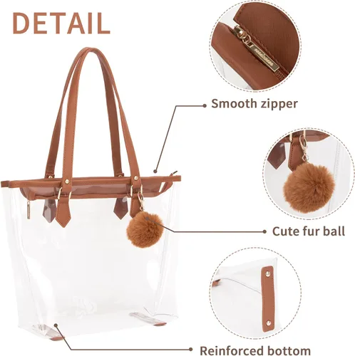 Miniatura 4 de Bolso de hombro transparente grande con colgante de felpa