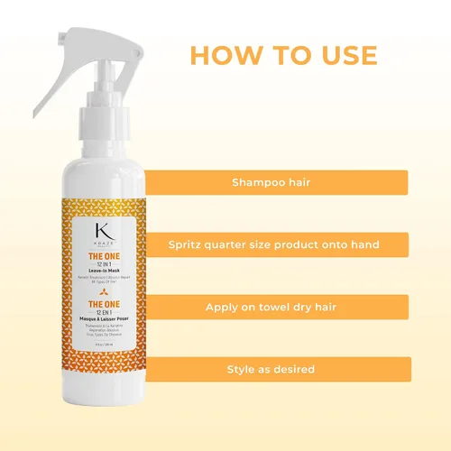 Miniatura 4 de The One Leave in - Acondicionador 12 en 1 - Tratamiento de reparación de queratina, espray desenredante antiencrespamiento, añade humedad y brillo