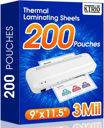 KTRIO Paquete de 200 hojas de laminación, capacidad para 8.5 x 11 pulgadas, 3 bolsas de laminación térmica milimétricas, 9 x 11.5 hojas laminadas
