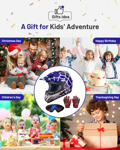 Miniatura 7 de OUMURS DOT Casco para bicicleta de tierra para jóvenes para niños y niñas de 5 a 14 años, de cuatro ruedas, motocross, BMX, MX, UTV, moto de nieve