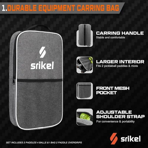 Miniatura 5 de Paletas de pickleball Srikel, pala de pickleball de fibra de carbono Raw T700, núcleo de polímero de poder de 16mm, raquetas profesionales para gran