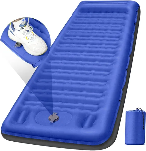FNARMW Colchoneta de dormir para camping, extra gruesa de 5 pulgadas, con almohada, bomba de pie integrada, almohadillas inflables compactas para