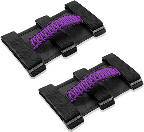 Miniatura 14 de 2x Asas de Agarre de Barra Enrollable para Jeep Wrangler YJ TJ JK JKU JL JLU Sports Sahara Freedom Rubicon Unlimited X Gladiator JT 1955-2022 Negro