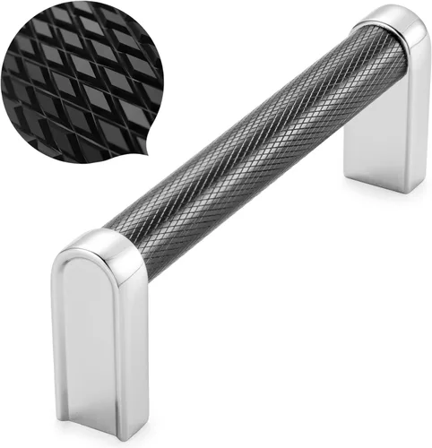 Miniatura 21 de Koofizo - Paquete de 10 tiradores de gabinete estriados para armario, manija negra para muebles (1.1 pulgadas/28 mm), herrajes sólidos K22