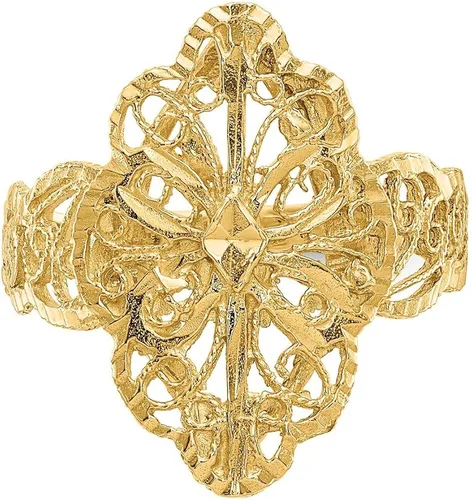 Miniatura 5 de Anillo de filigrana de oro amarillo macizo de 14 quilates con corte de diamante.
