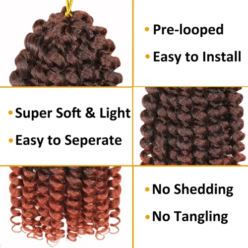 Miniatura 2 de Vustbeauty Cabello rizado jamaicano con rebote de 8 pulgadas, 5 paquetes de trenzas de cabello rizado con varita, extensiones de cabello corto
