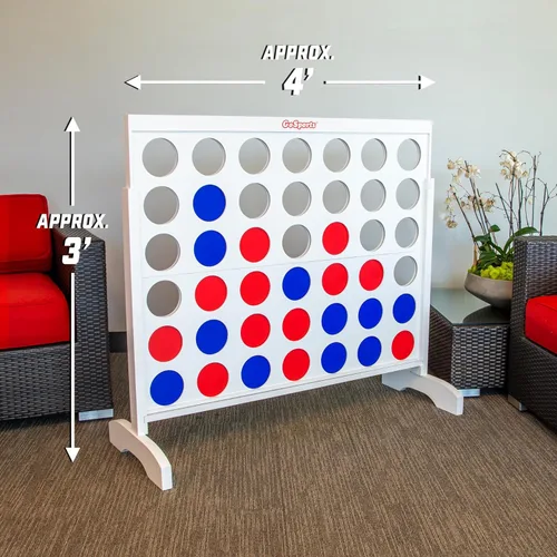 Miniatura 3 de GoSports 4 Foot Giant Wooden 4-in-a-Row Connect Game – Jumbo Party Size with Heavy-Duty Coins – Easy Setup and Portable Design for Indoor and