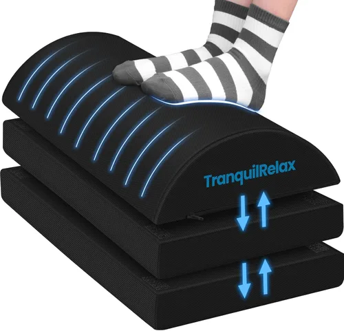 Miniatura 11 de TranquilRelax Reposapiés para debajo del escritorio en el trabajo, accesorios de juegos, taburete con 3 alturas ajustables y funda lavable, cómodos