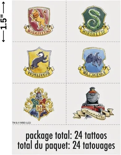 Miniatura 2 de Unique Tatuajes de Harry Potter de varios colores (paquete de 24) Diseño llamativo, perfecto para fanáticos de Hogwarts, fiestas de cumpleaños