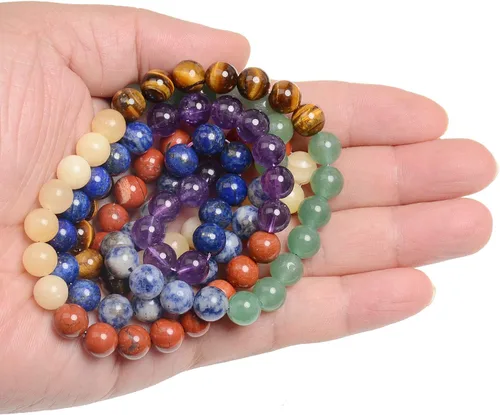 Miniatura 3 de LPBeads 100 Cuentas de 8mm Cuentas Redondas Naturales de Chakra, Cuentas Sueltas de Piedra Preciosa Redondas para Hacer Joyas con Cordón Elástico