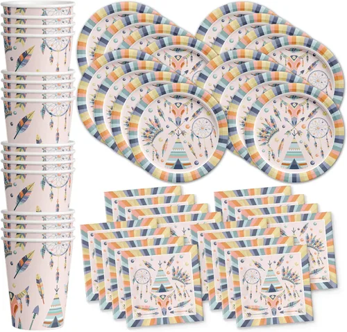 Miniatura 17 de Suministros para fiestas de spa para niñas - Kit de fiesta de pijamas para 16 El juego de vajilla incluye platos, servilletas y tazas