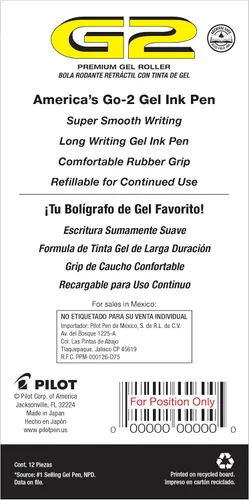 Miniatura 2 de Pilot G2 Bolígrafos de gel premium con punta rodante, punta gruesa de 1 mm, bolígrafos rojos, paquete de 12 - Ideal para la escuela, escritura