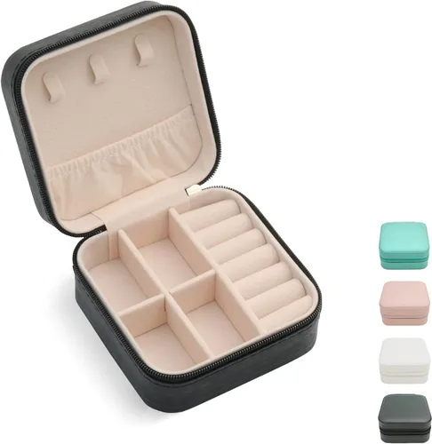 Mini estuche de viaje para joyas, pequeña caja organizadora de joyas portátil, caja de almacenamiento portátil para anillos, aretes, collares,