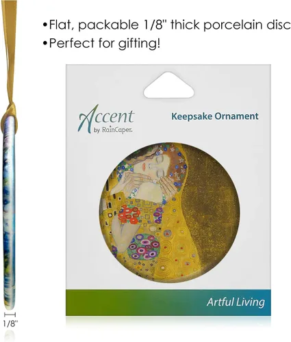 Miniatura 5 de Adorno de árbol de Navidad, porcelana Klimt The Kiss Fine Art Adorno de recuerdo por RainCaper