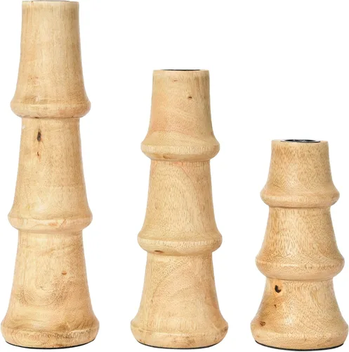 Miniatura 7 de Main + Mesa Juego de 3 portavelas cónicos de madera