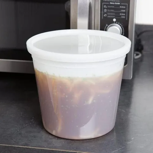 Miniatura 6 de Contenedor redondo translúcido con tapas, perfecto para sopa de preparación de comidas, helado, congelador, lavavajillas y microondas: 20 Stes