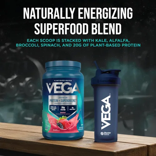 Miniatura 10 de Vega Protein + Supergreens - 20g de proteína a base de plantas, sabor a bayas, 26 porciones, verduras y vegetales reales, vegano keto, 0g de azúcar