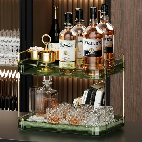Miniatura 6 de Seoneiro Bandeja de whisky, estante para tazas de vidrio, soporte para tazas, organizador de taza de café, encimera de baño con tabla de drenaje