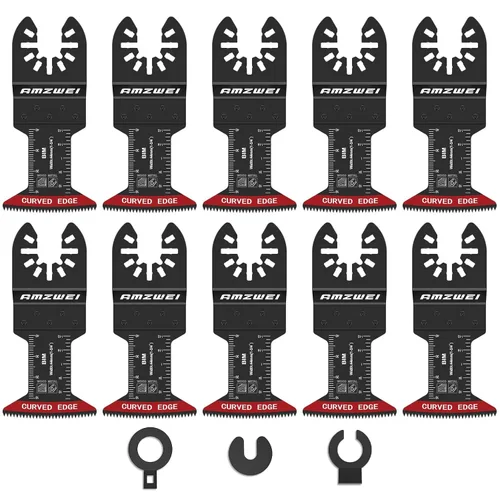 Hojas de sierra oscilantes bimetálicas, 10 cuchillas multiherramienta de borde curvado de 1-3/4 pulgadas para metal suave, madera dura, plástico,